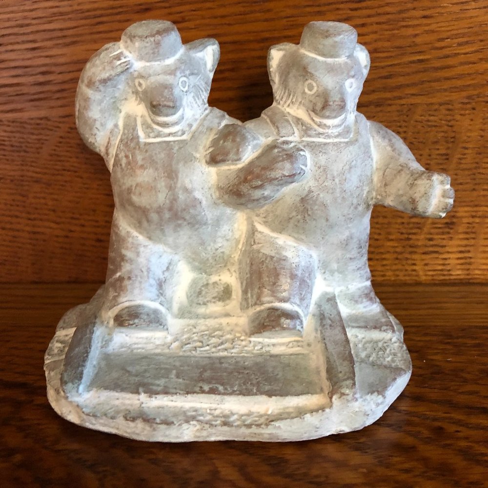 Isabel Bloom Sculpture of Bears in Overalls